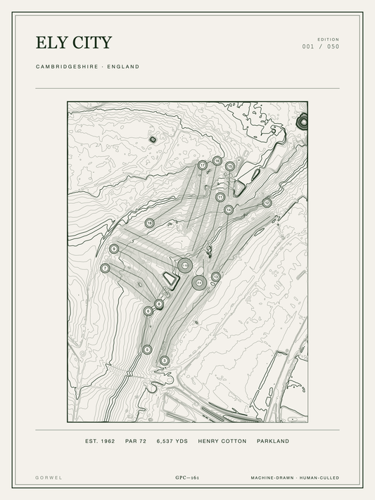Ely City Golf Course Print | Topographic Map Wall Art