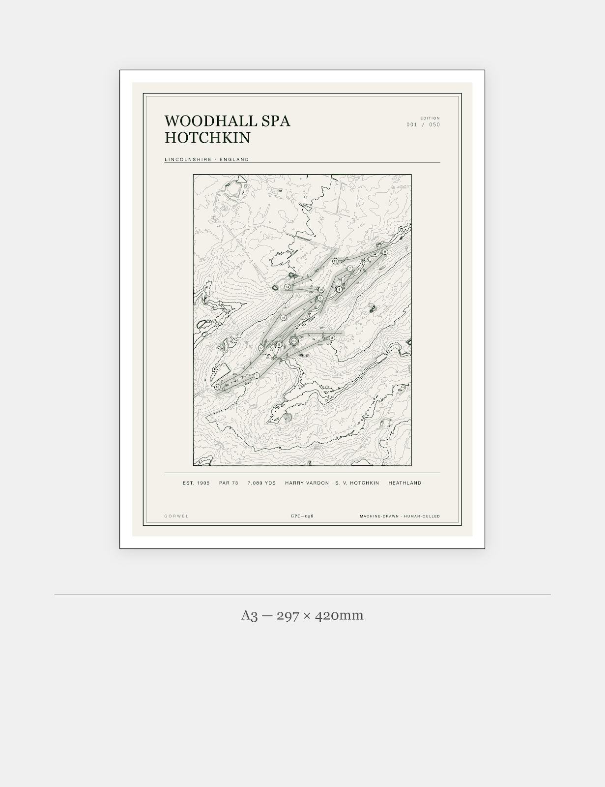 Woodhall Spa Hotchkin Golf Course Print | Topographic Map Wall Art