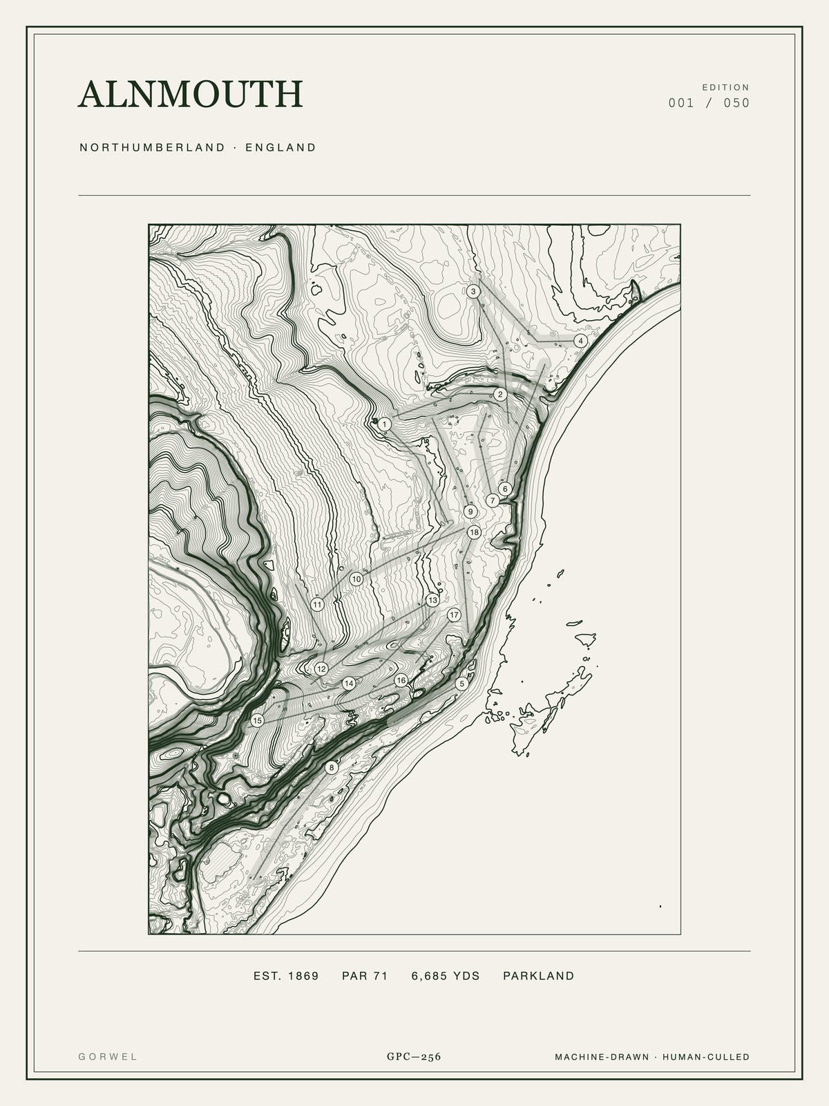 Alnmouth Golf Course Print | Topographic Map Wall Art