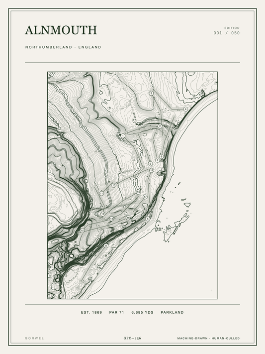 Alnmouth Golf Course Print | Topographic Map Wall Art