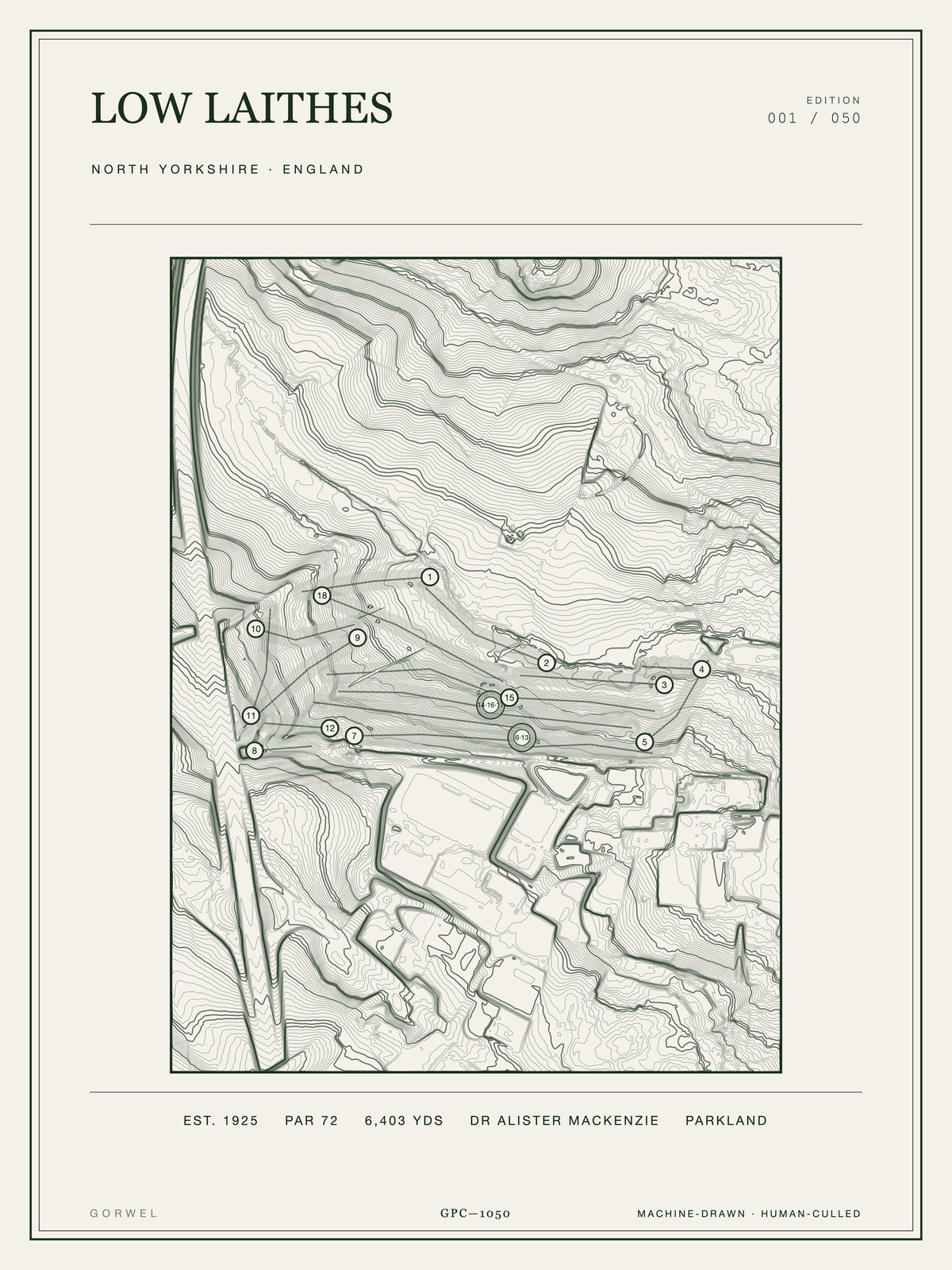 Low Laithes Golf Course Print | Topographic Map Wall Art