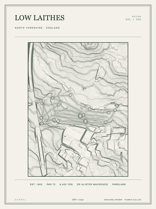 Low Laithes Golf Course Print | Topographic Map Wall Art