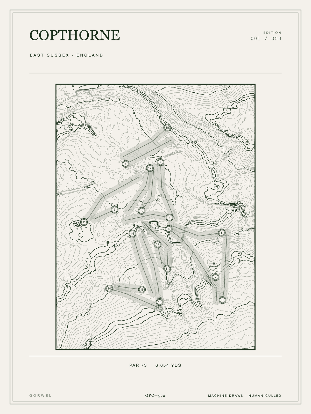 Copthorne Golf Course Print | Topographic Map Wall Art