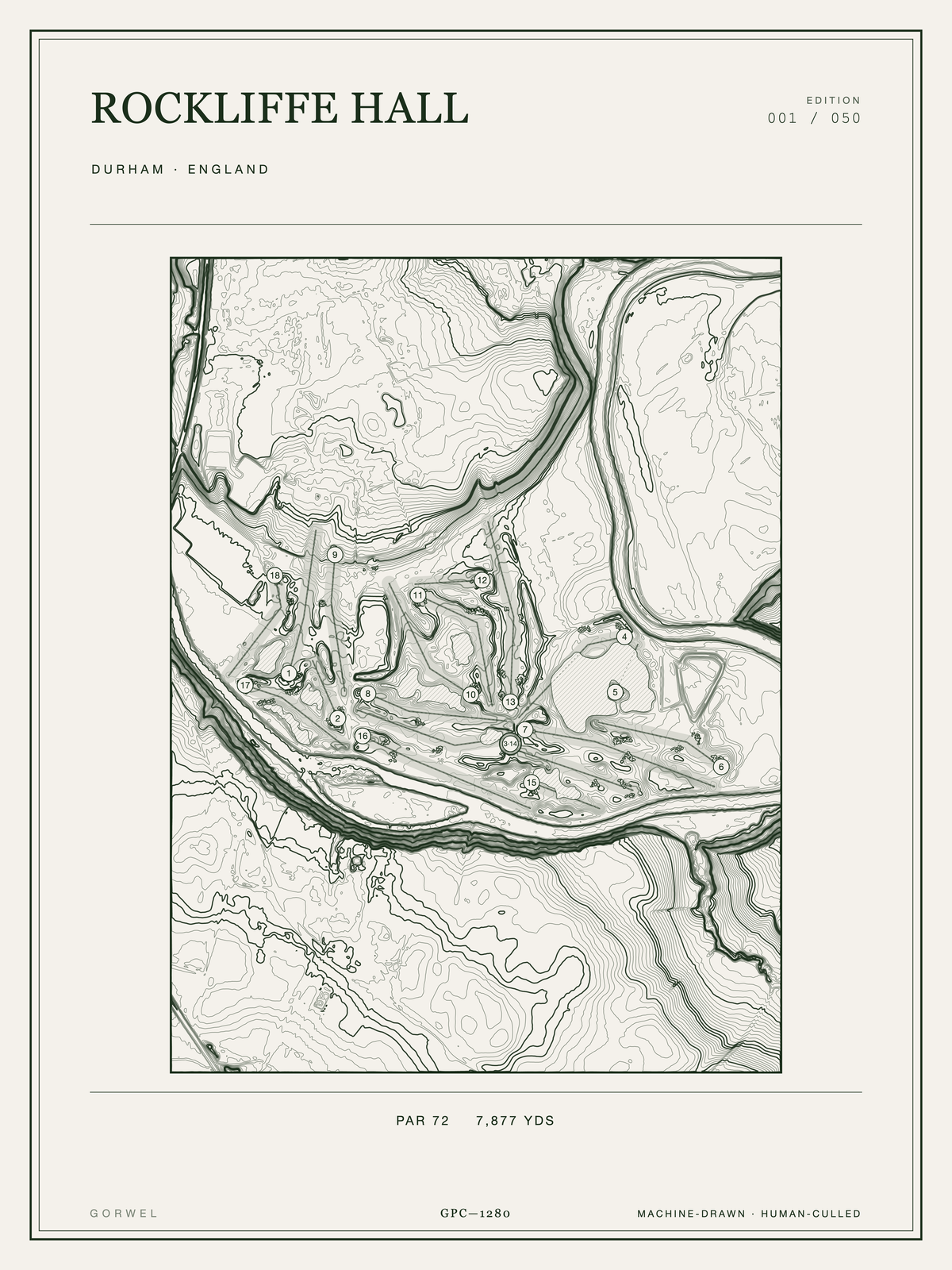 Rockliffe Hall Golf Course Print | Topographic Map Wall Art