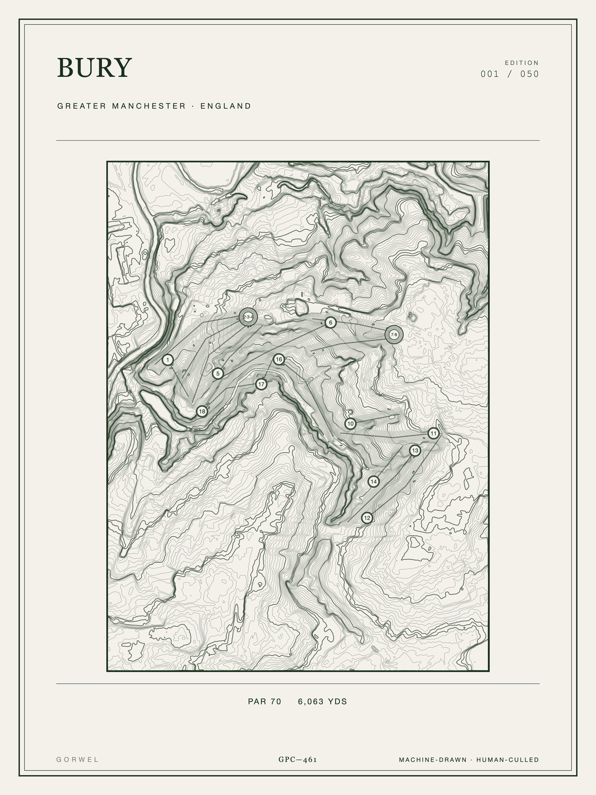 Bury Golf Course Print | Topographic Map Wall Art