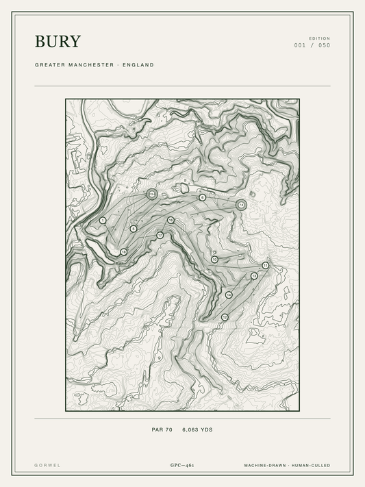 Bury Golf Course Print | Topographic Map Wall Art
