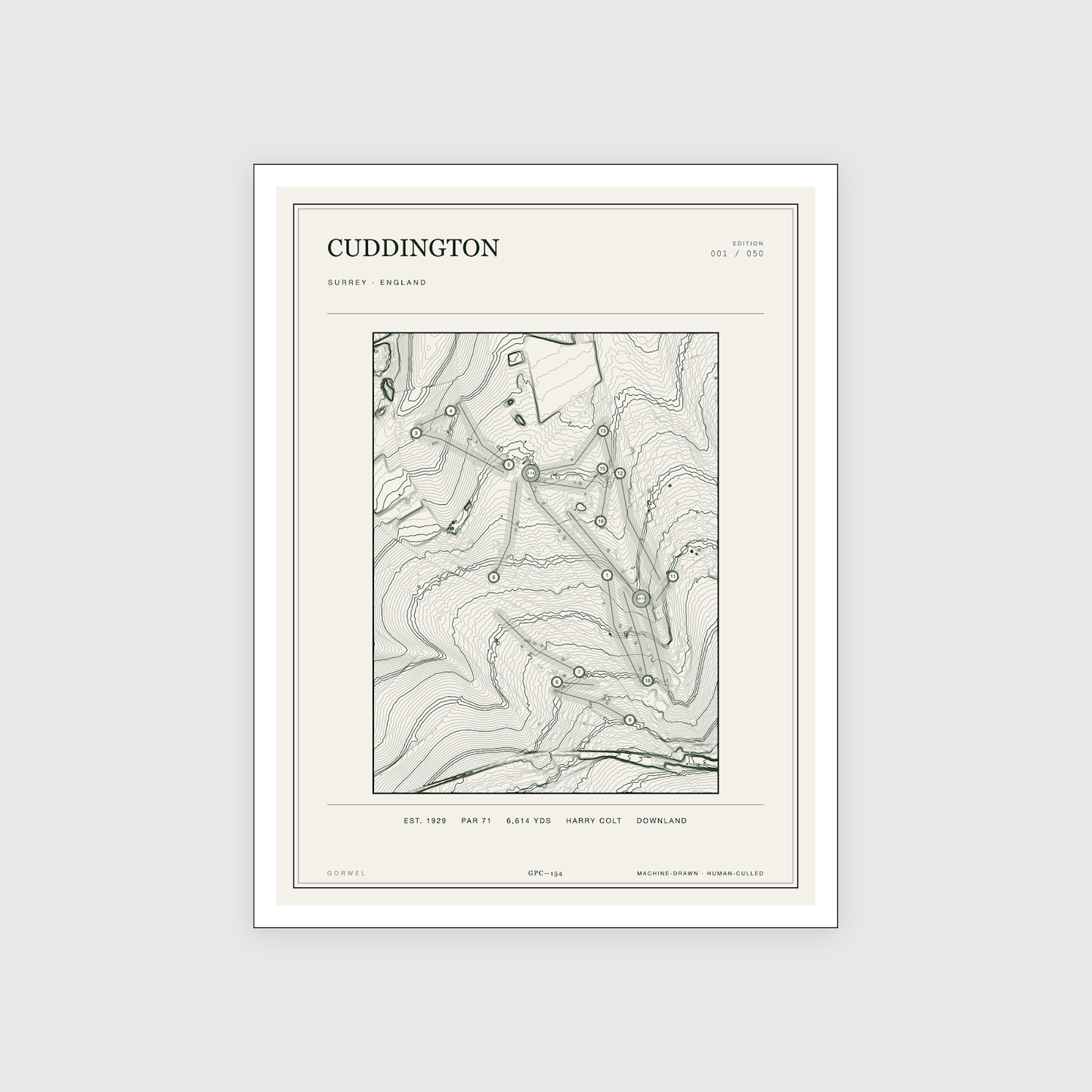 Cuddington Golf Course Print | Topographic Map Wall Art