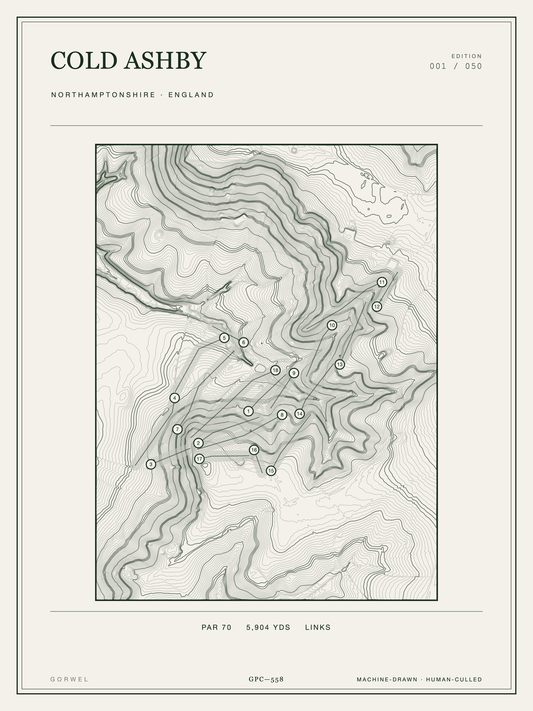 Cold Ashby Golf Course Print | Topographic Map Wall Art