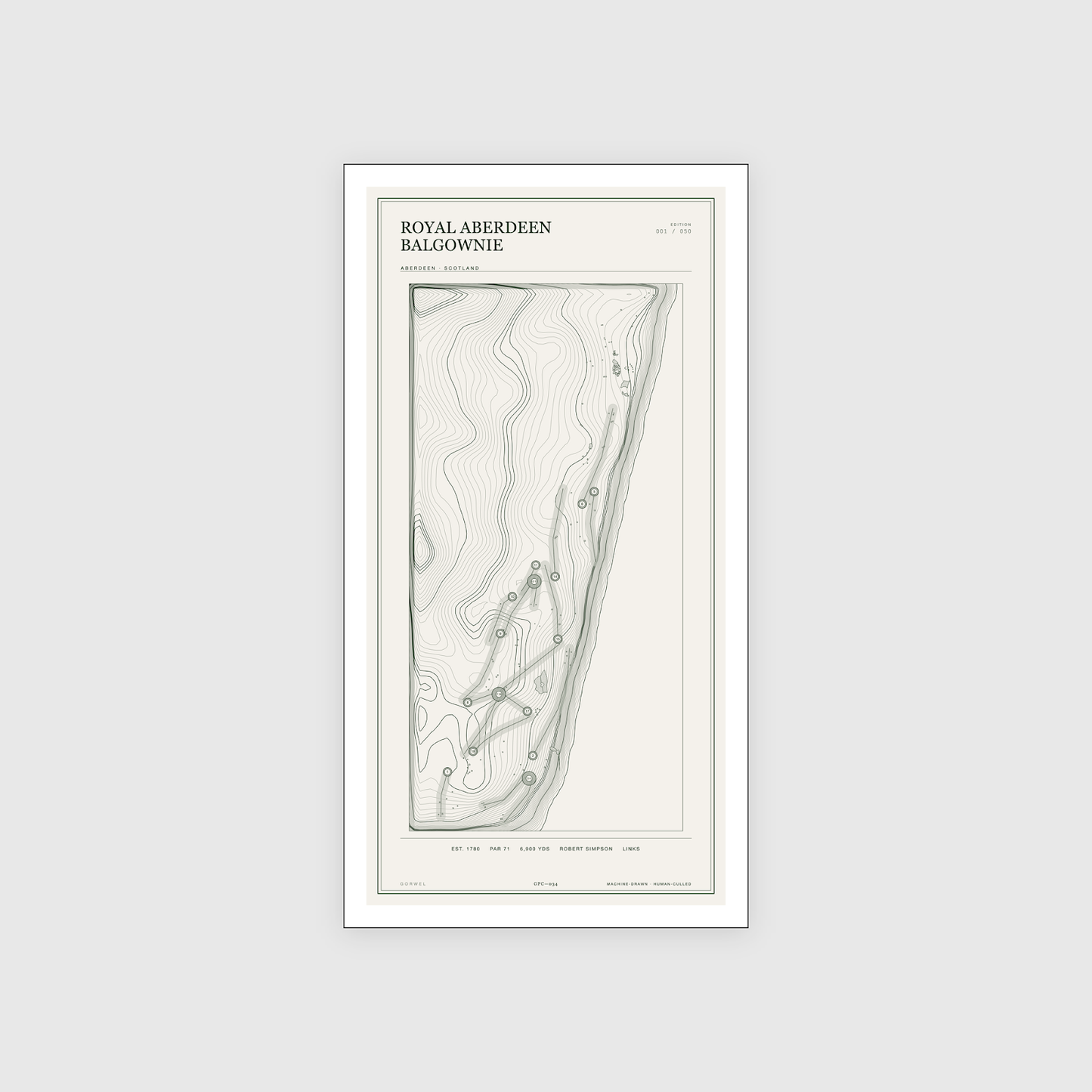 Royal Aberdeen Balgownie Golf Course Print | Topographic Map Wall Art