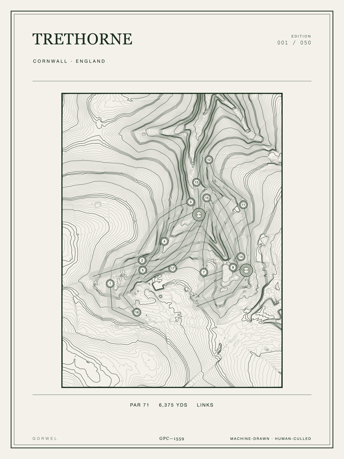Trethorne Golf Course Print | Topographic Map Wall Art