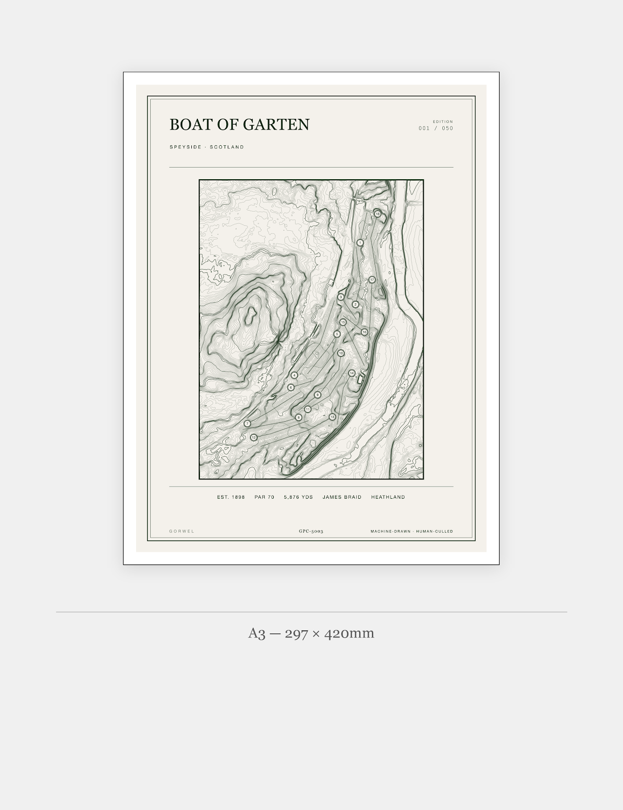Boat Of Garten Golf Course Print | Topographic Map Wall Art