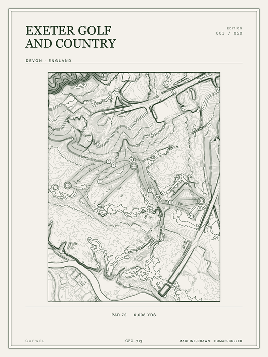 Exeter Golf And Country Golf Course Print | Topographic Map Wall Art