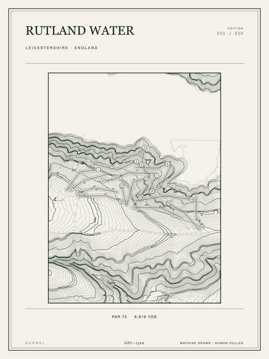Rutland Water Golf Course Print | Topographic Map Wall Art