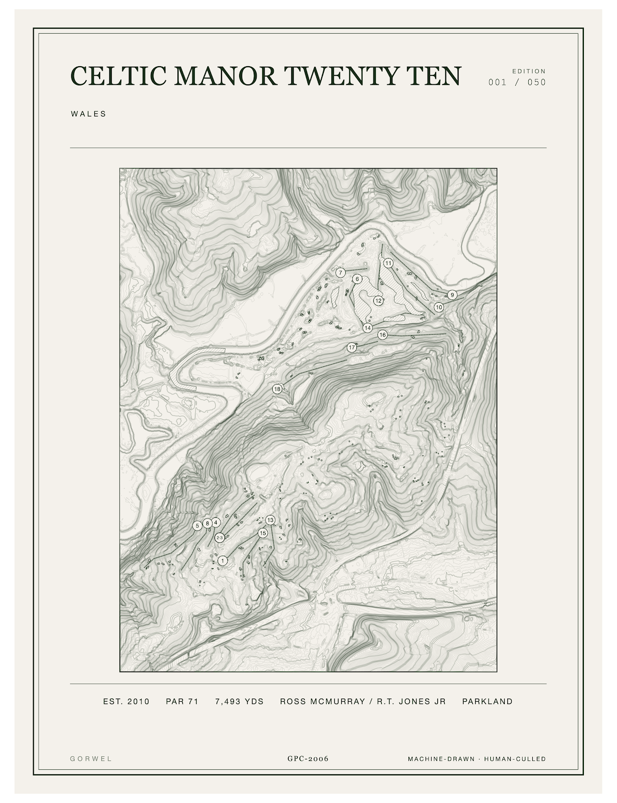 Celtic Manor Twenty Ten Golf Course Print | Topographic Map Wall Art