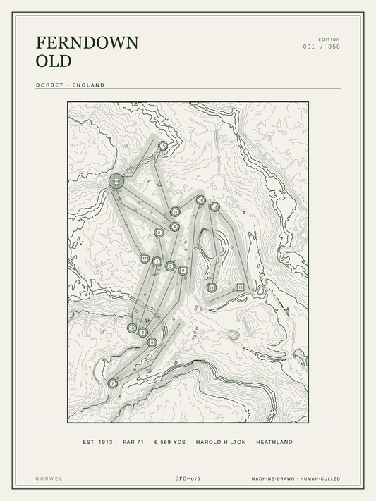 Ferndown Old Golf Course Print | Topographic Map Wall Art