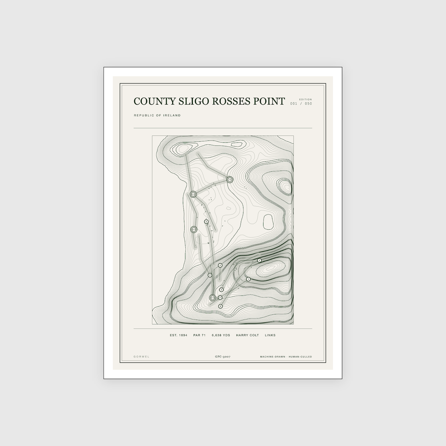 County Sligo Rosses Point Golf Course Print | Topographic Map Wall Art