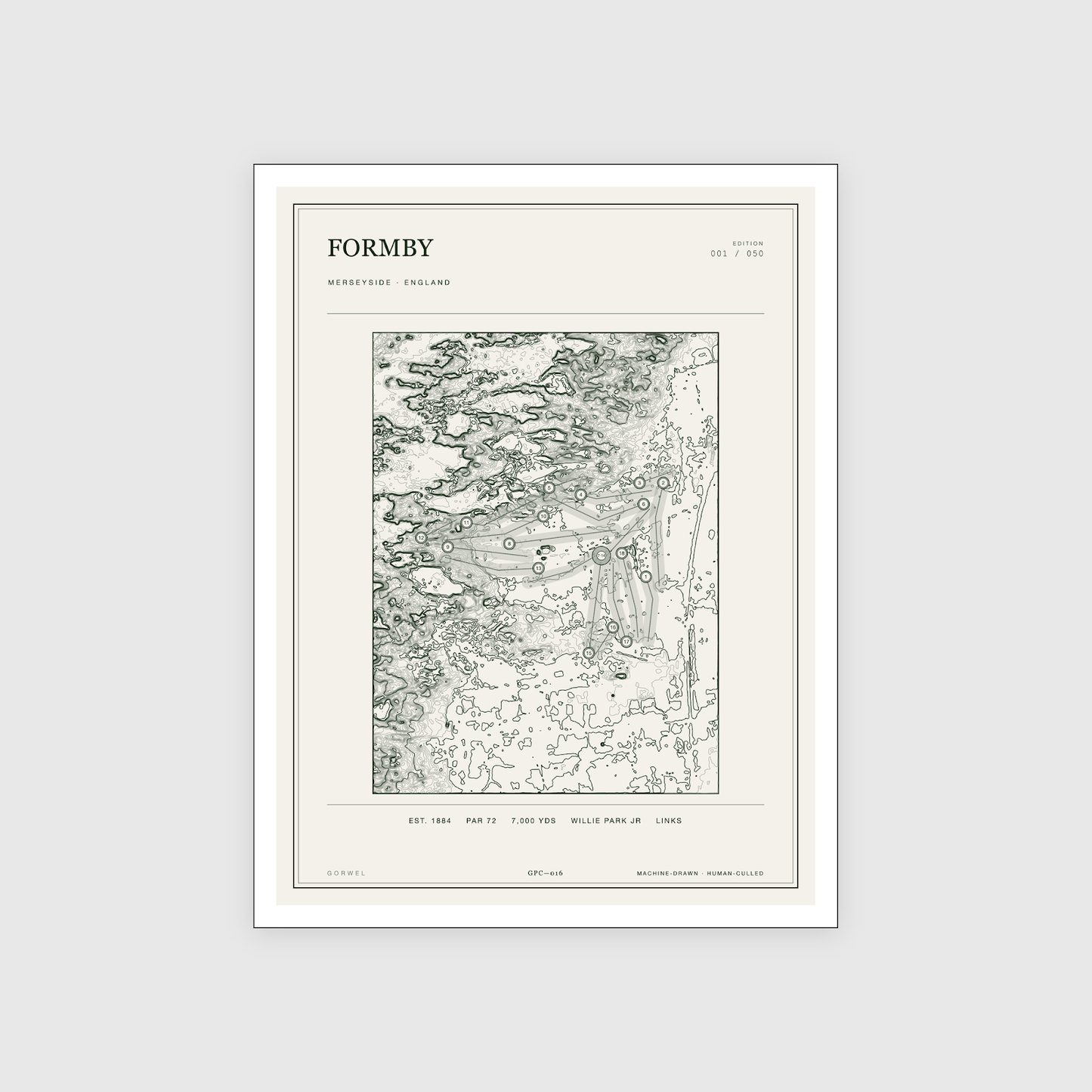 Formby Golf Course Print | Topographic Map Wall Art