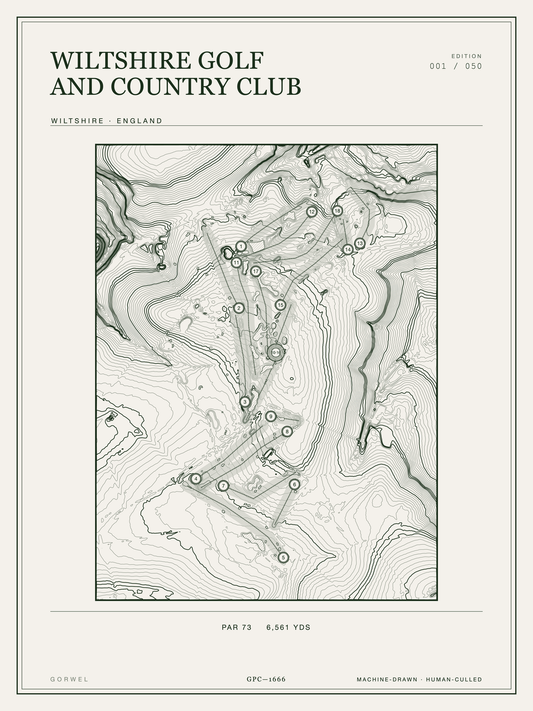 Wiltshire Golf And Country Club Golf Course Print | Topographic Map Wall Art