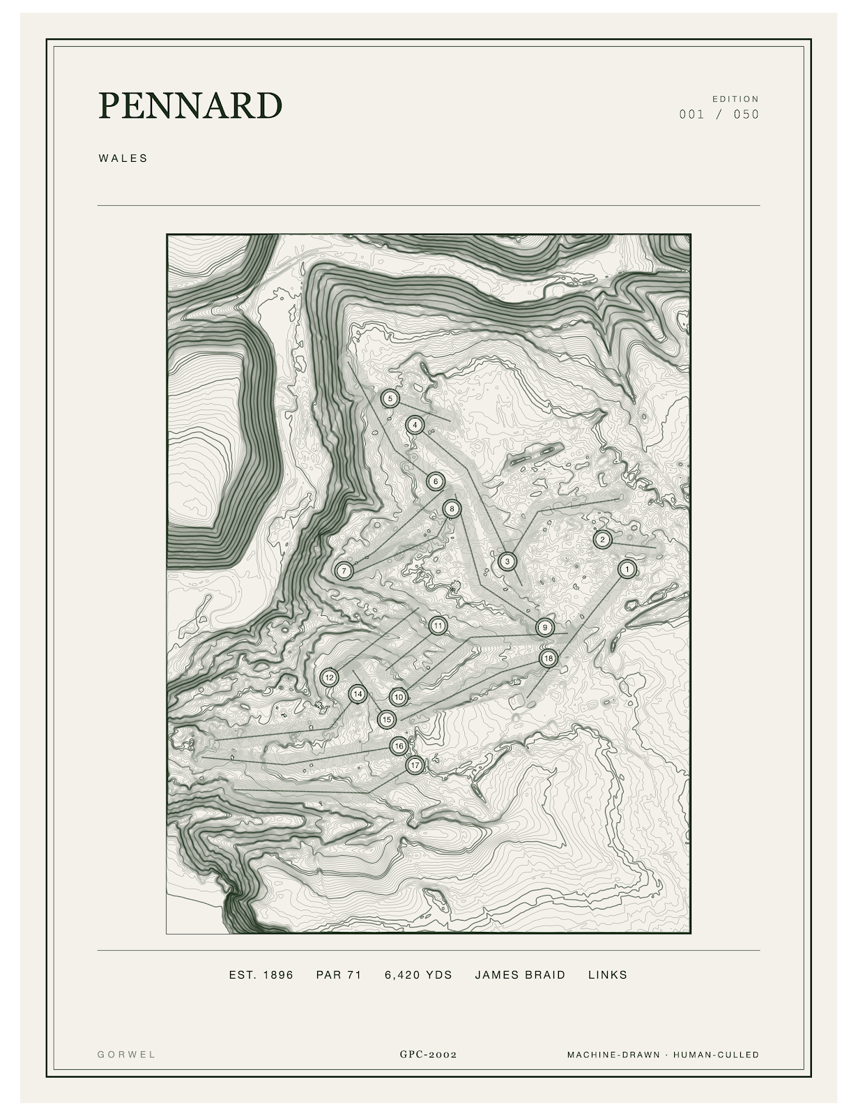 Pennard Golf Course Print | Topographic Map Wall Art
