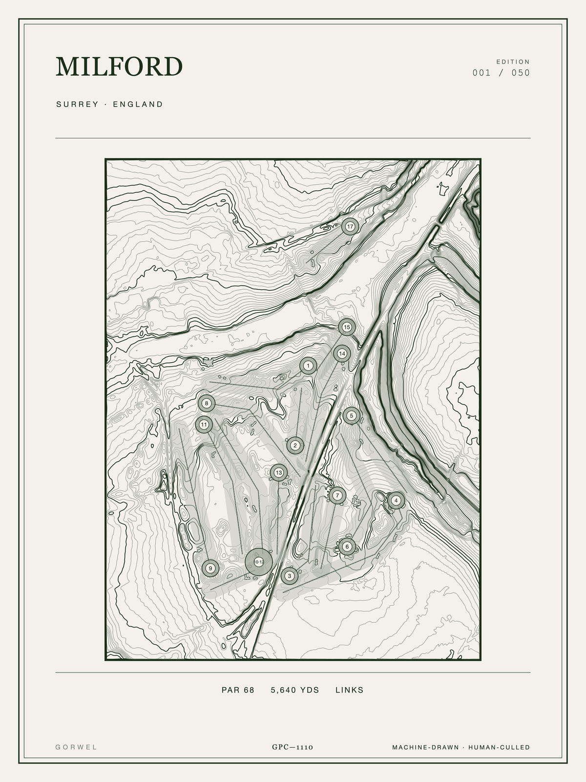 Milford Golf Course Print | Topographic Map Wall Art