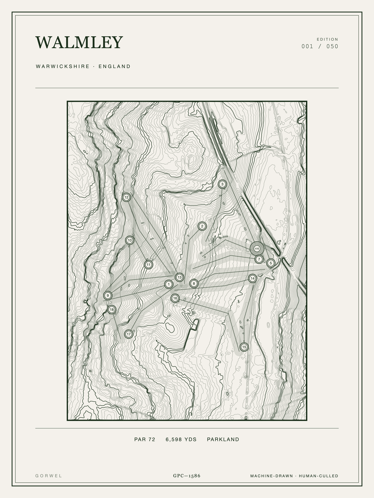 Walmley Golf Course Print | Topographic Map Wall Art