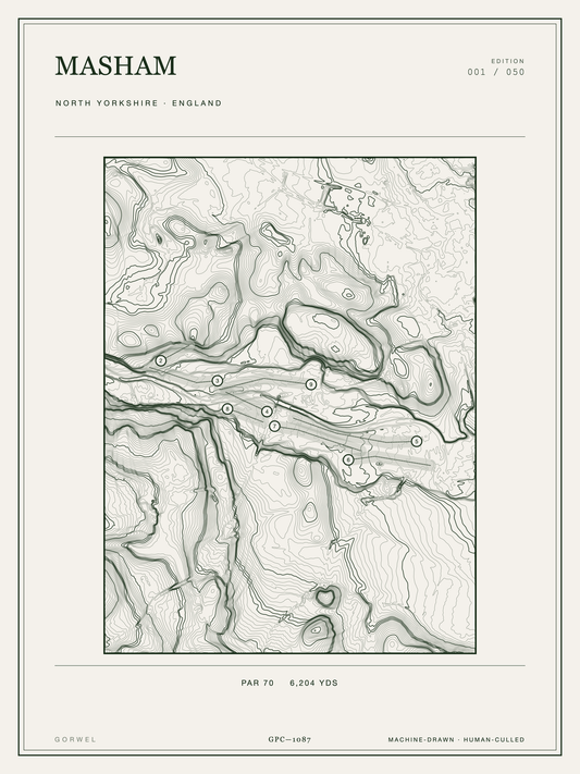 Masham Golf Course Print | Topographic Map Wall Art