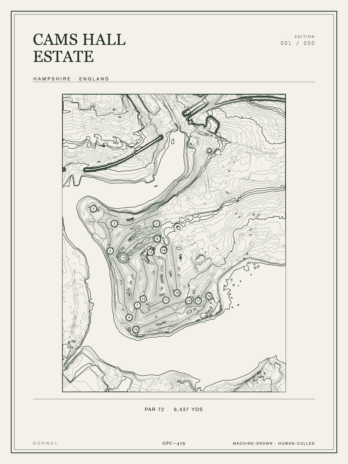 Cams Hall Estate Golf Course Print | Topographic Map Wall Art