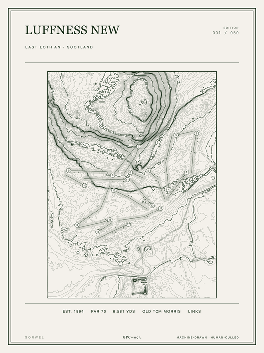 Luffness New Golf Course Print | Topographic Map Wall Art