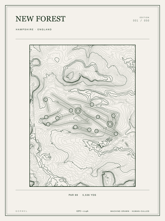 New Forest Golf Course Print | Topographic Map Wall Art