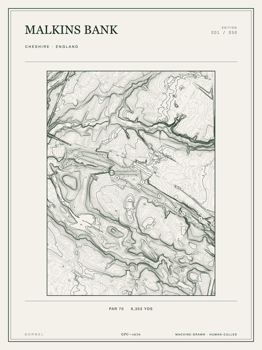 Malkins Bank Golf Course Print | Topographic Map Wall Art
