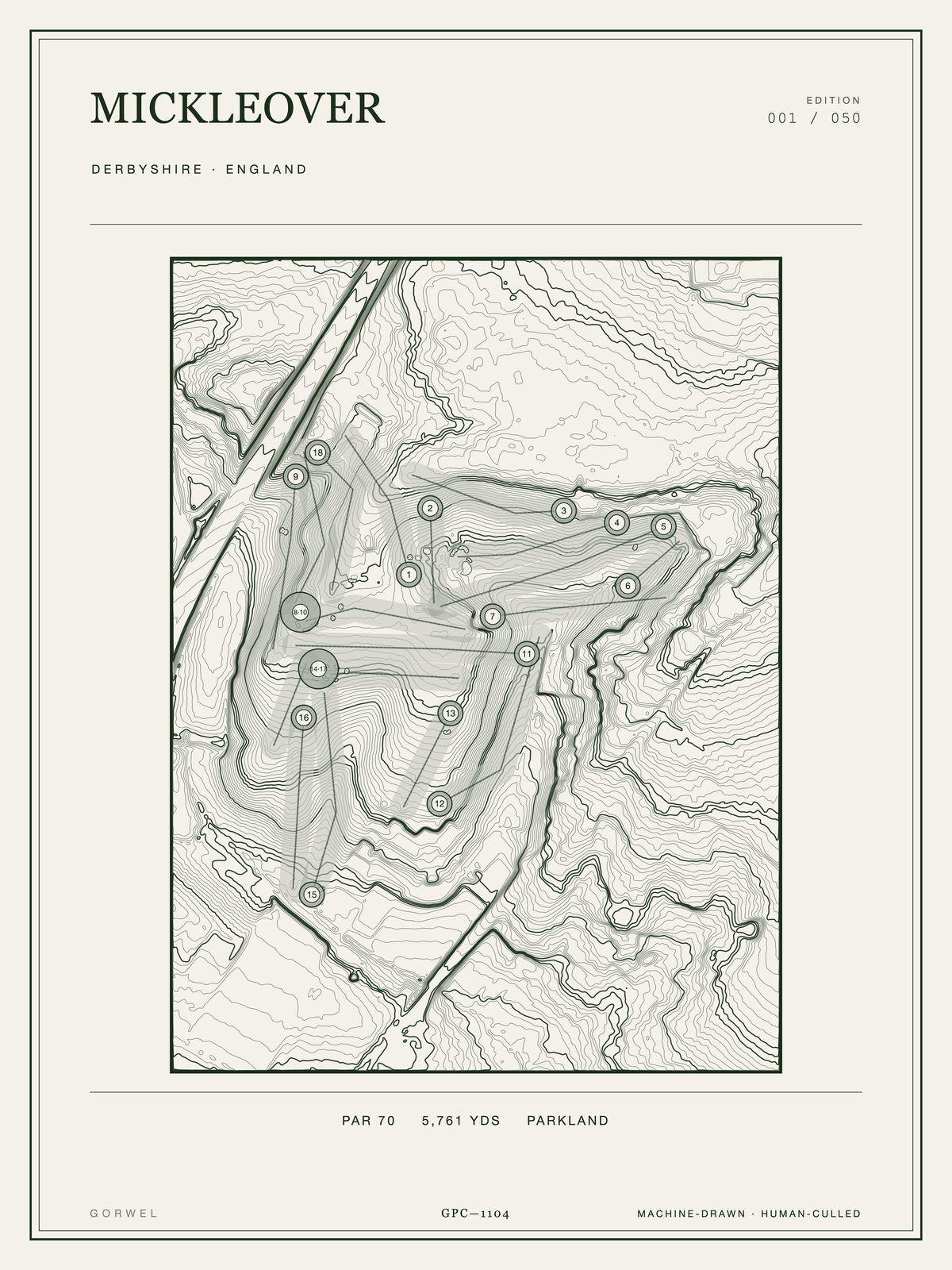 Mickleover Golf Course Print | Topographic Map Wall Art