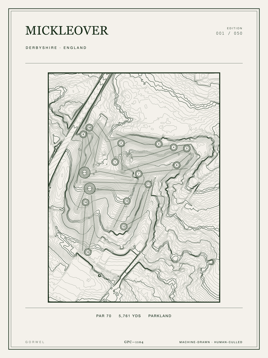 Mickleover Golf Course Print | Topographic Map Wall Art