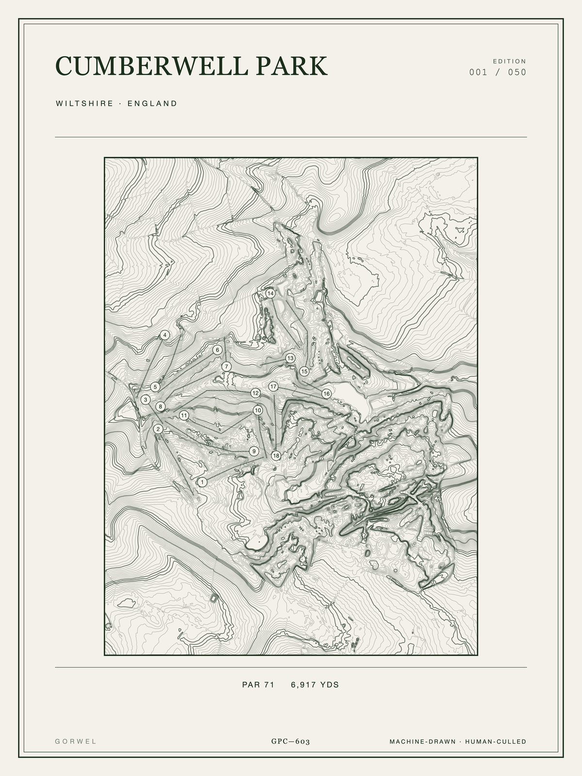 Cumberwell Park Golf Course Print | Topographic Map Wall Art