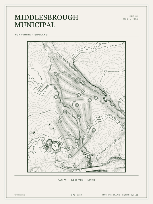 Middlesbrough Municipal Golf Course Print | Topographic Map Wall Art