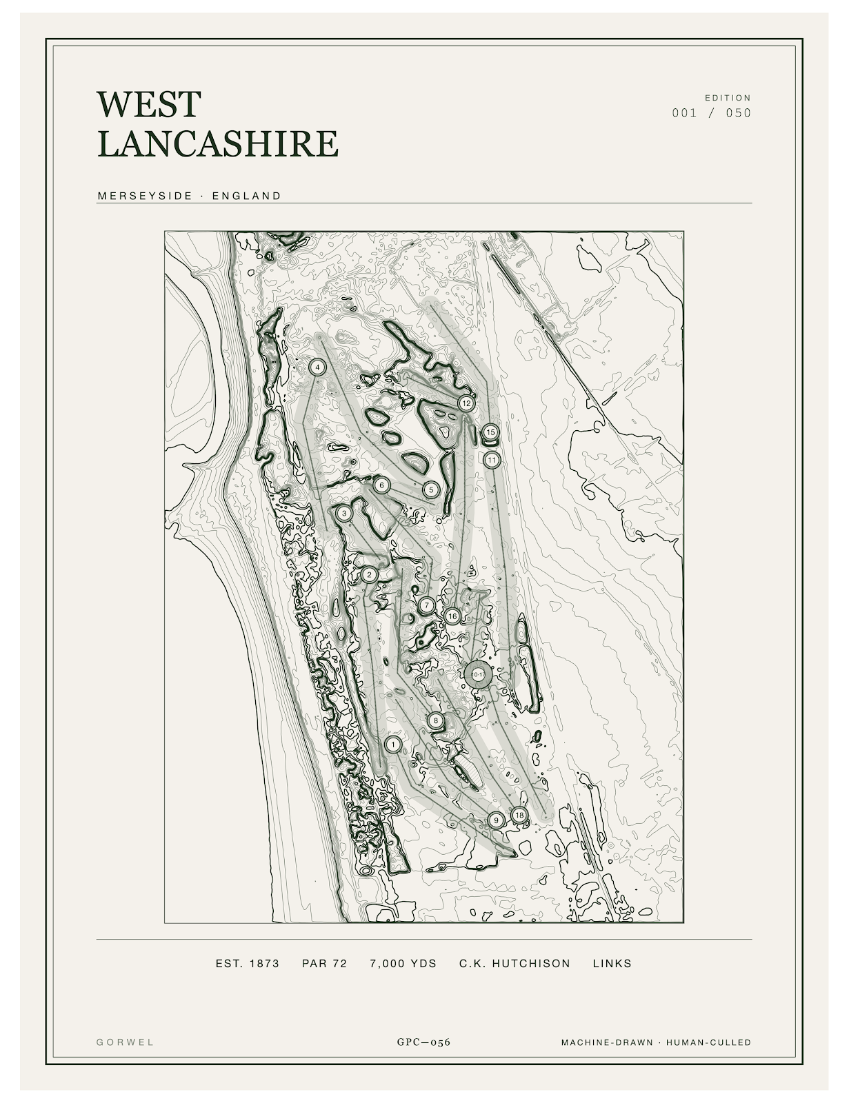 West Lancashire Golf Course Print | Topographic Map Wall Art