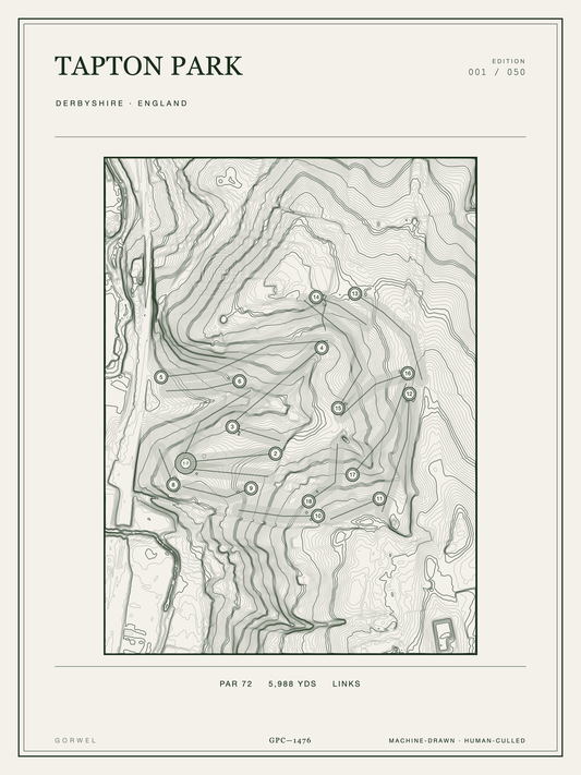 Tapton Park Golf Course Print | Topographic Map Wall Art