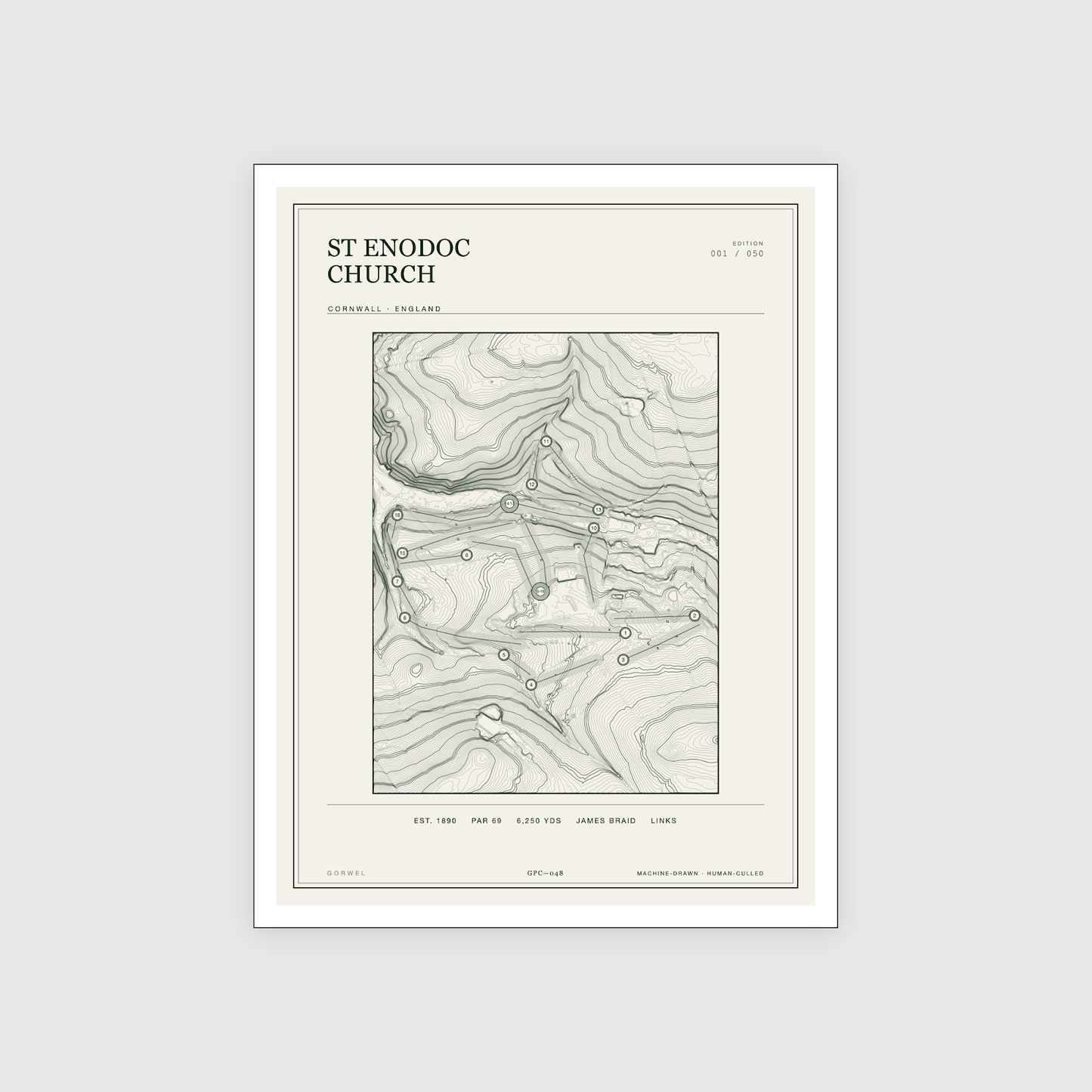 St Enodoc Church Golf Course Print | Topographic Map Wall Art