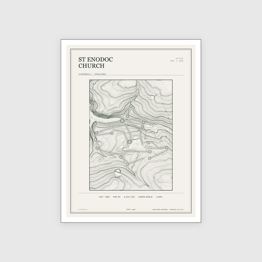 St Enodoc Church Golf Course Print | Topographic Map Wall Art