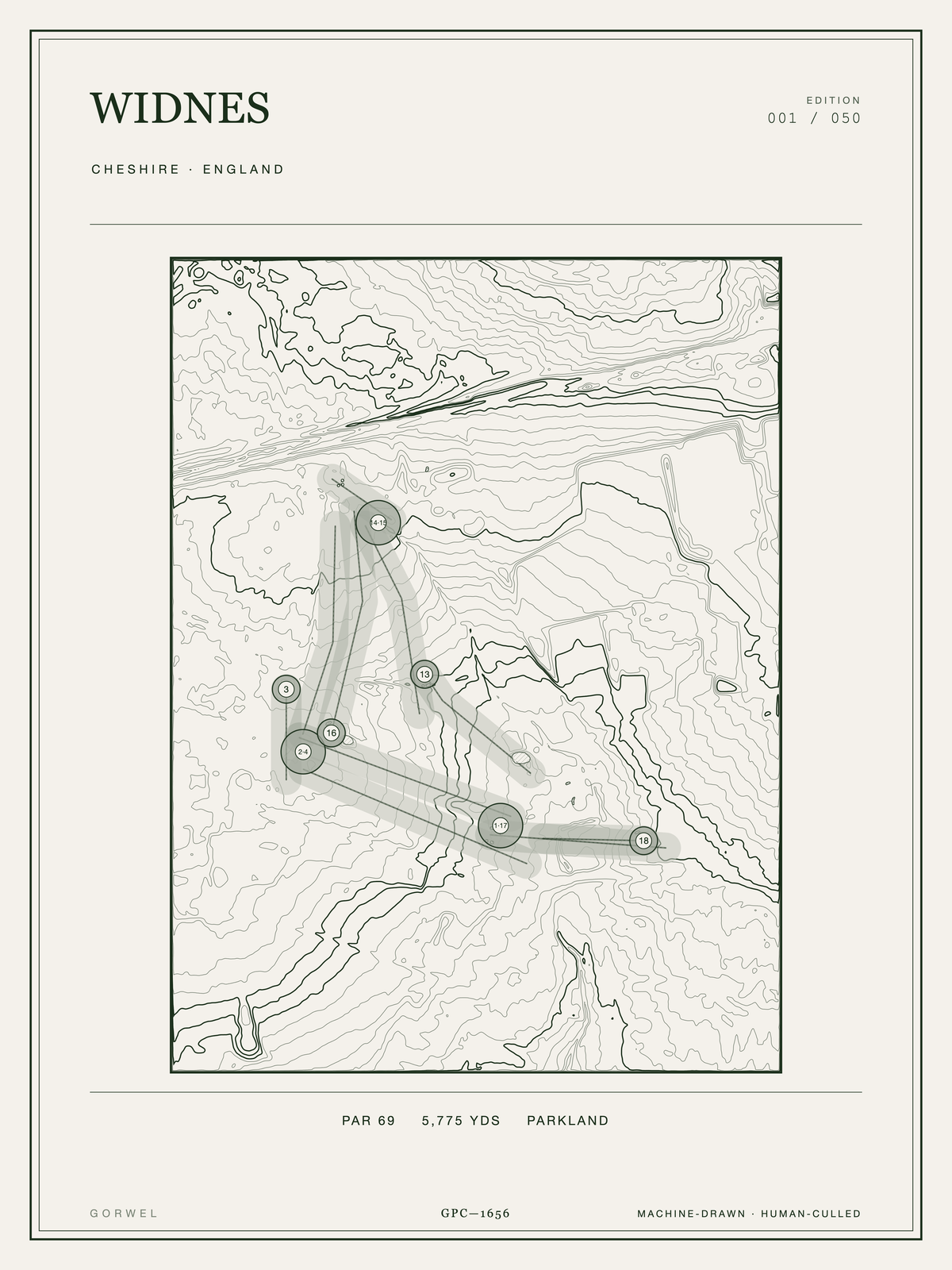 Widnes Golf Course Print | Topographic Map Wall Art
