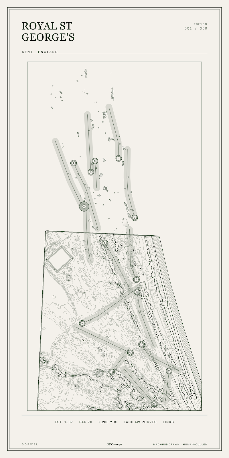 Royal St George'S Golf Course Print | Topographic Map Wall Art