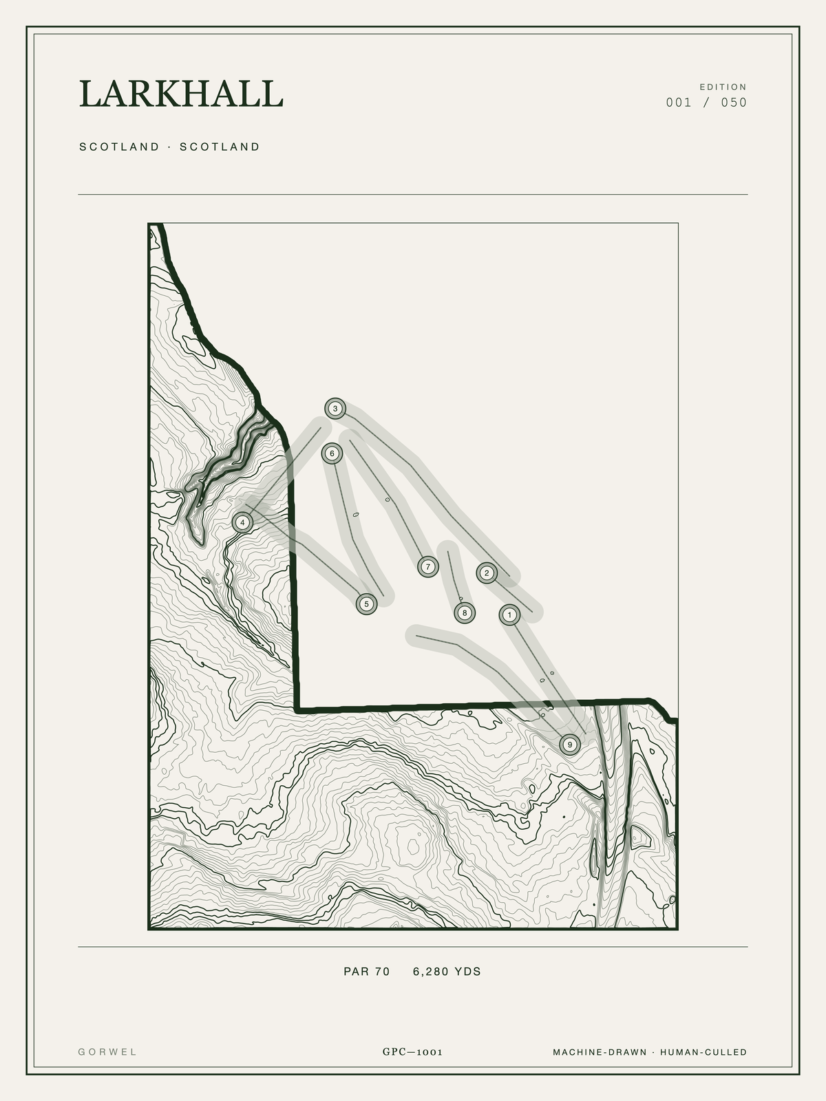Larkhall Golf Course Print | Topographic Map Wall Art