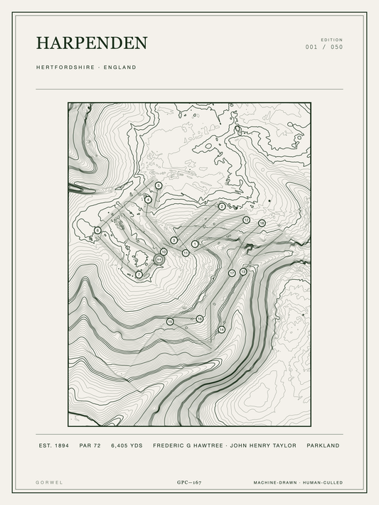 Harpenden Golf Course Print | Topographic Map Wall Art