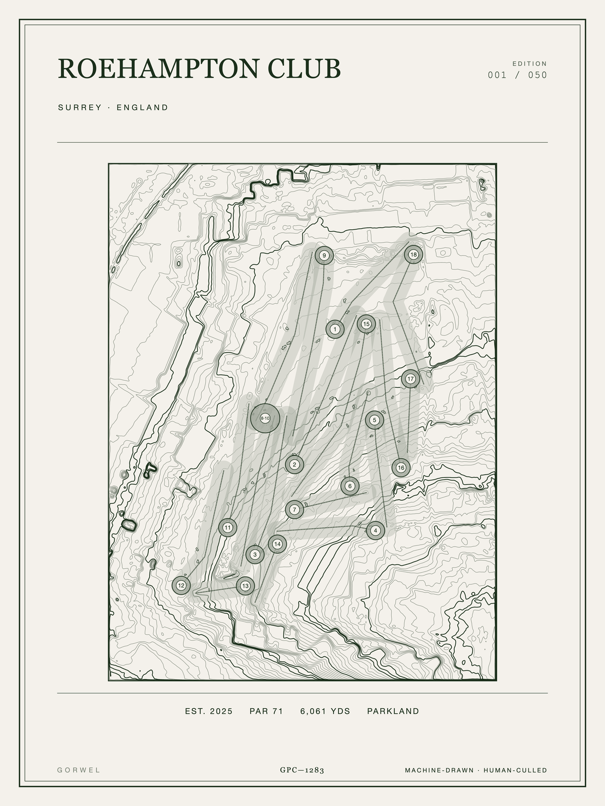 Roehampton Club Golf Course Print | Topographic Map Wall Art
