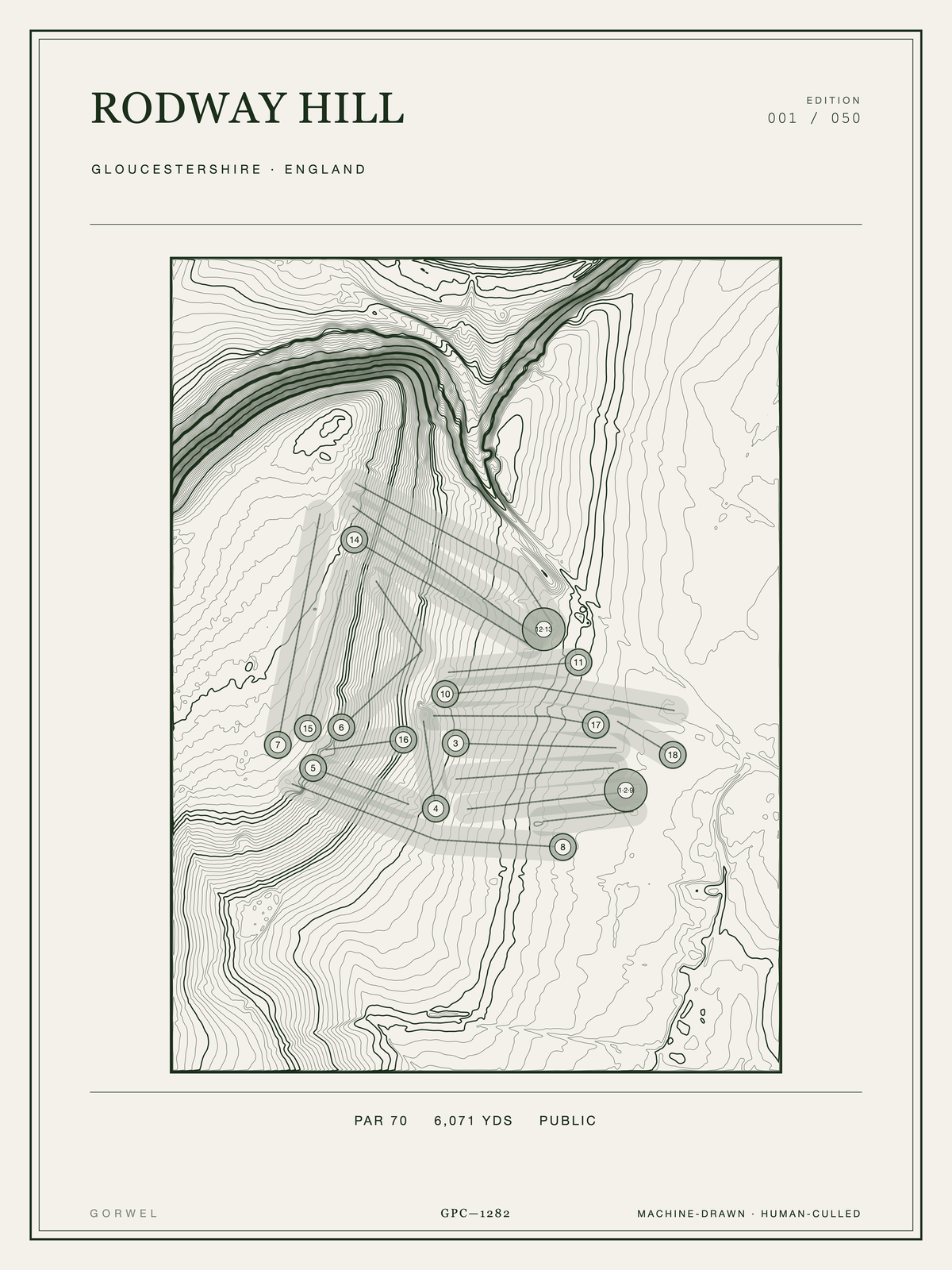 Rodway Hill Golf Course Print | Topographic Map Wall Art