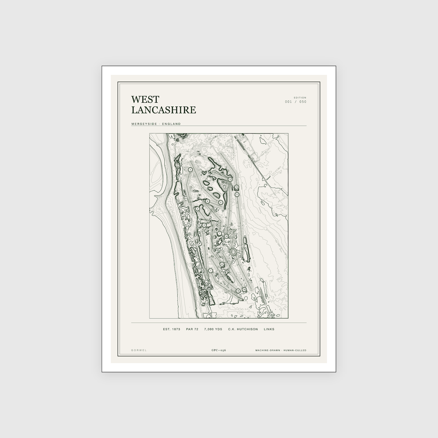 West Lancashire Golf Course Print | Topographic Map Wall Art