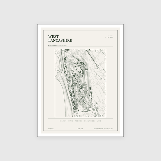 West Lancashire Golf Course Print | Topographic Map Wall Art