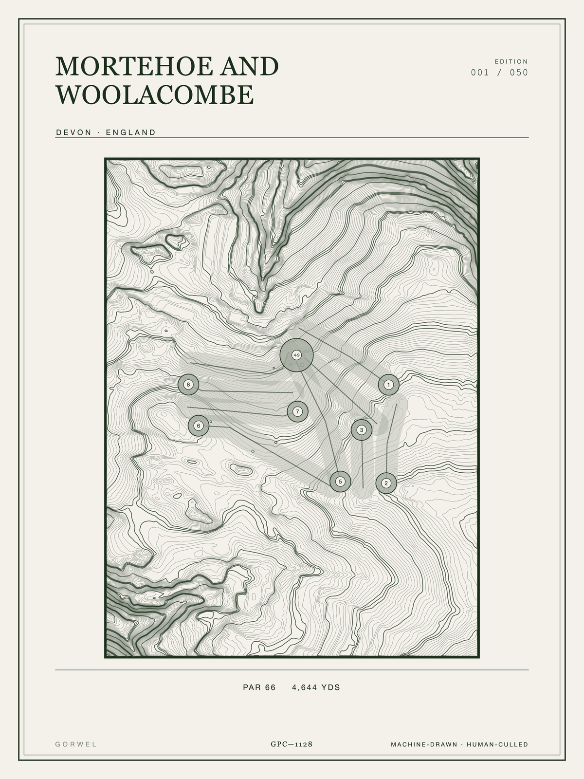 Mortehoe And Woolacombe Golf Course Print | Topographic Map Wall Art