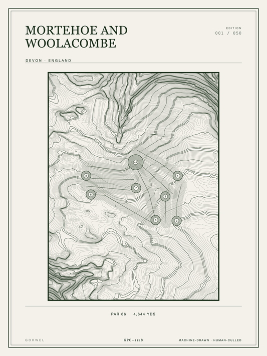 Mortehoe And Woolacombe Golf Course Print | Topographic Map Wall Art