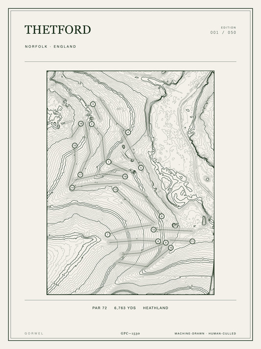 Thetford Golf Course Print | Topographic Map Wall Art