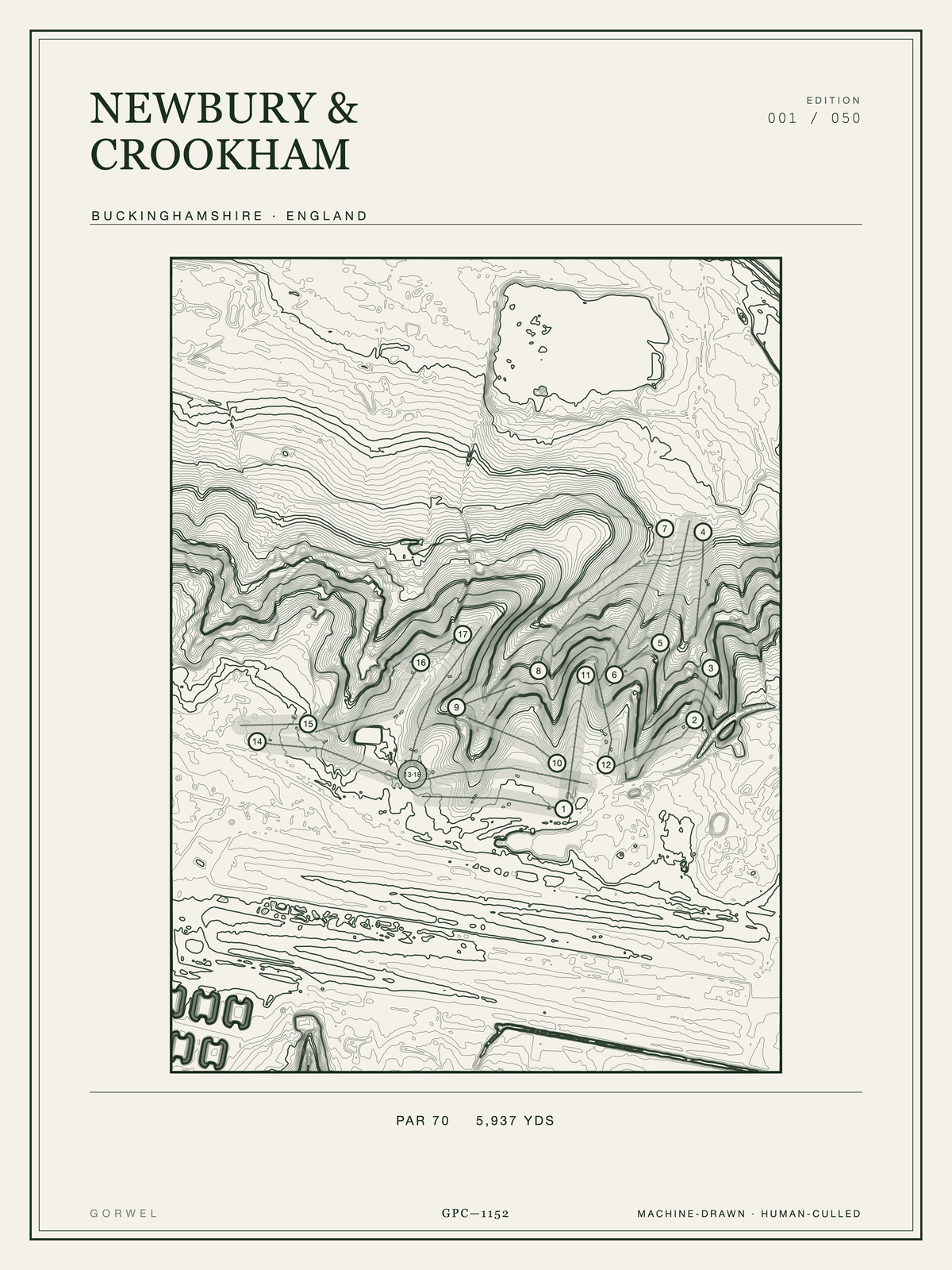 Newbury & Crookham Golf Course Print | Topographic Map Wall Art